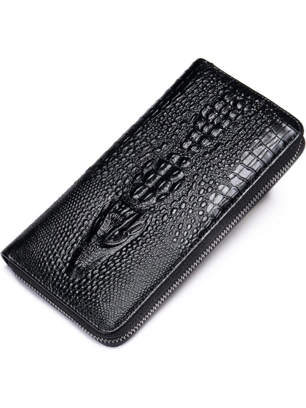 Stylish Genuine Leather Long Wallet for Men - Zip Around, Checkbook & Card